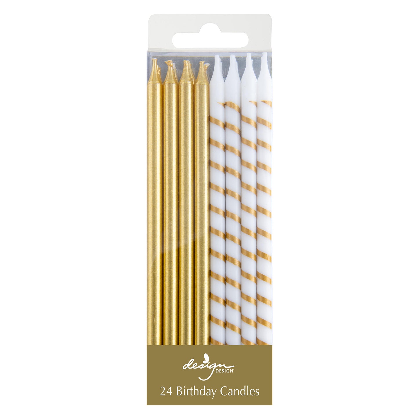 Gold Solids & Stripes Extra Large Stick Candles