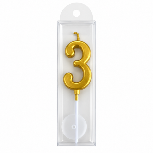 Gold Metallic Numeric Candle