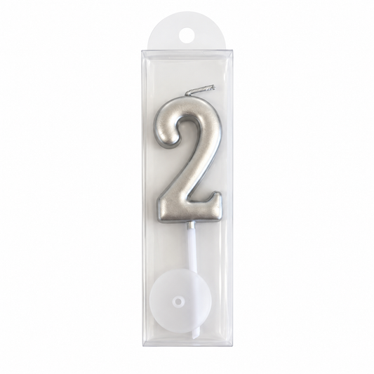 Silver Metallic Numeric Candle