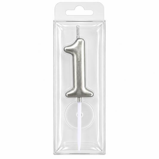 Silver Metallic Numeric Candle